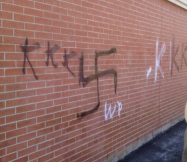 Racist Graffiti at Sikh School in Brampton  Photo by: Toronto Star